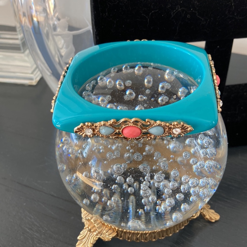 Angular Teal Bangle - Picture 3 of 7